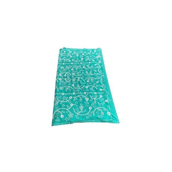 Turquoise White Cotton Tablecloth Throw Large - Picture 2 of 3
